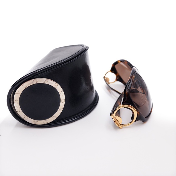 Bvlgari B.Zero Brown Tortoise Gold Logo Designer Sunglasses with case - Picture 9 of 9